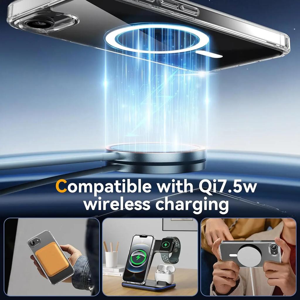 Матовый прозрачный чехол для Magsafe для iPhone 16E Магнитная беспроводная зарядка Противоударный чехол для iPhone 16 15 14 13 Pro Max Plus Coque