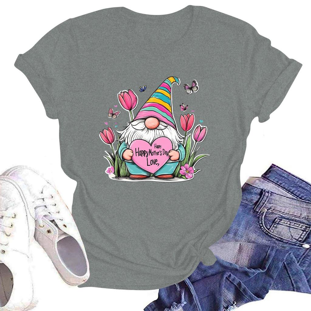 Женская повседневная футболка с круглым вырезом и короткими рукавами с принтом