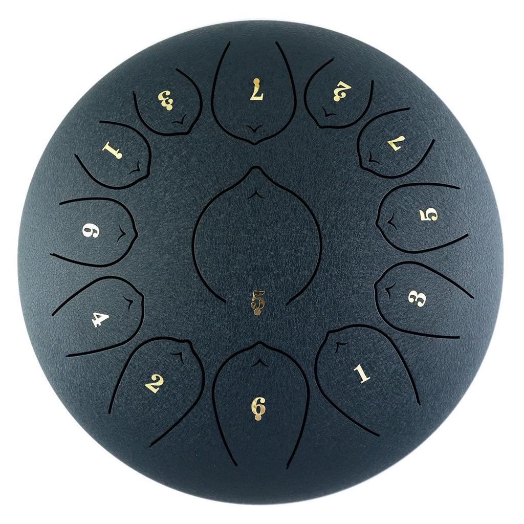 Steel Tongue Drum: 12" with 13 Sanskrit Sounds, Dust-Free, Stress-Free Design, Available In Empty Drum Color.