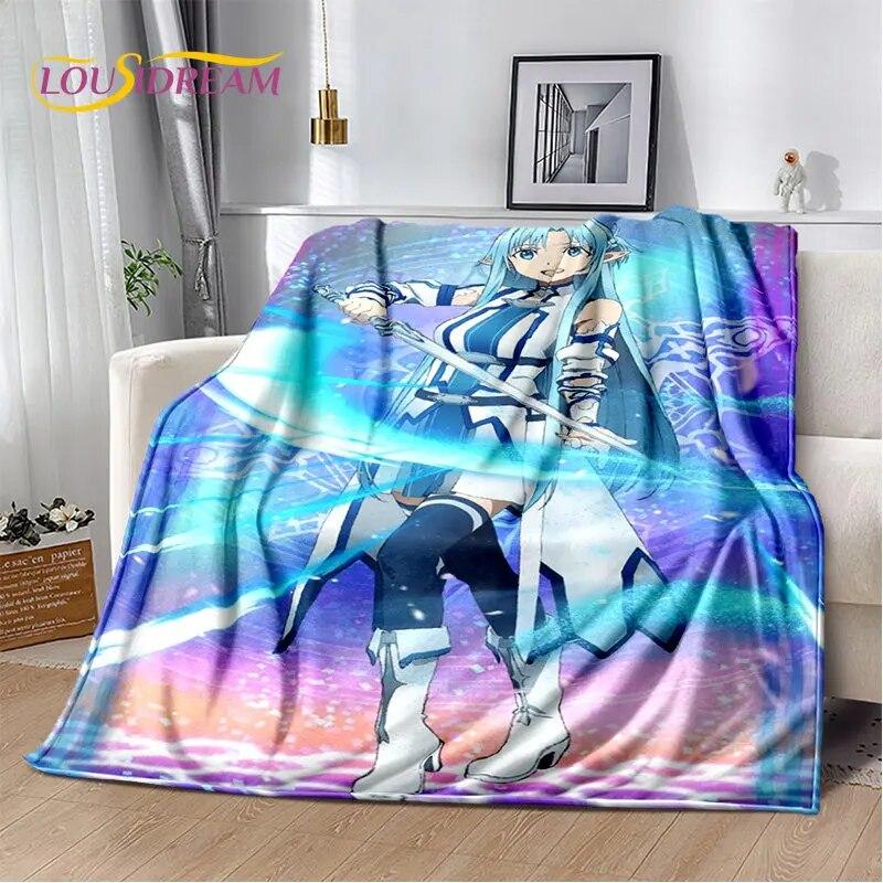 Мягкое плюшевое одеяло SAO Sword Art Online с рисунком аниме, фланелевое одеяло для гостиной, спальни, кровати, дивана, пикника, детей