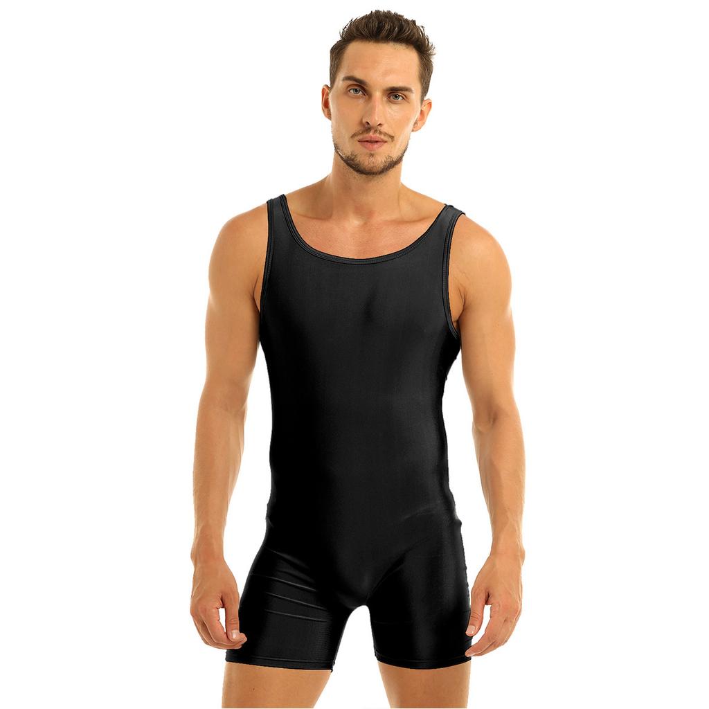 Mens Sleeveless Stretchy One Piece Bodysuit Leotard Sport Gym Workout Tank Tops