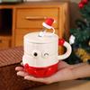 Рождественская милая кружка из керамики высокой ценности с улыбающимся лицом, с крышкой и соломинкой, мультяшная чашка для кофе и воды в подарок
