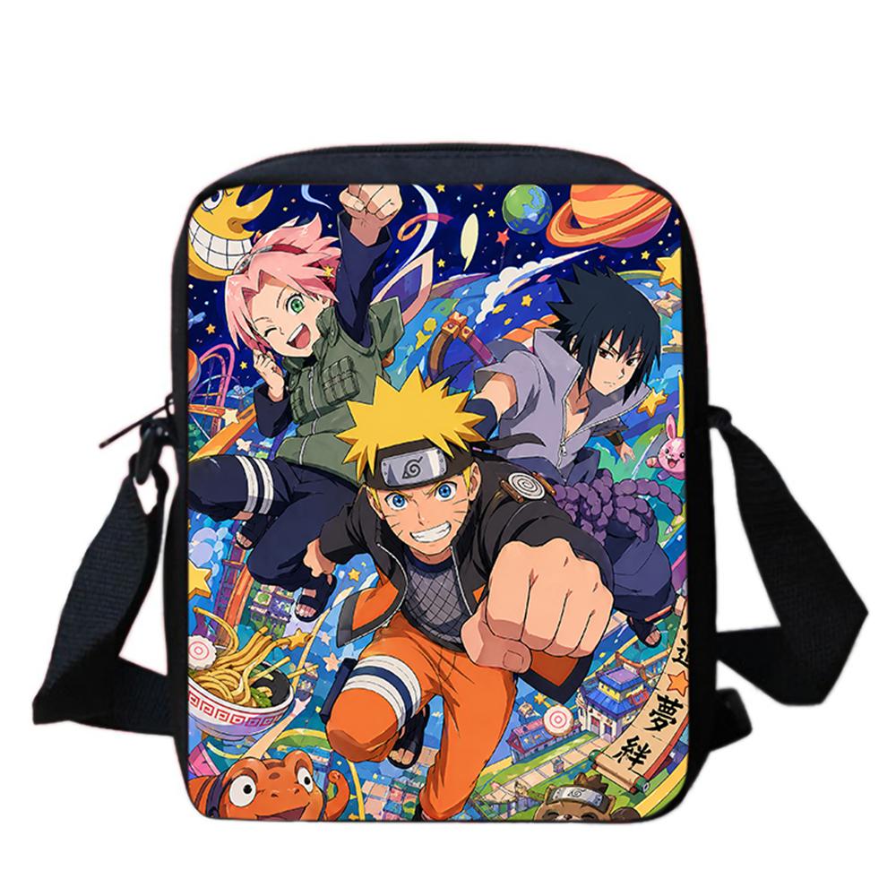 Мультяшные регулируемые ремни Сумки через плечо NARUTO Легкие сумки через плечо Для мальчиков и девочек Возраст 6-10 лет, Надежная застежка-молния.