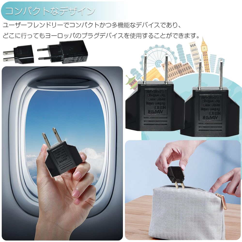 Conversion Set of Power Conversion Domestic Conversion for Flat Conversion 2 Pin Conversion Power Conversion Plug High For Overseas Travel Plug, 2,