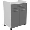 OSLO 60 Cm Serving Trolley - 1 Drawer and 1 Door - L 60 X D 44 X H 81 Cm - Glossy Grey Colour - EKIPA