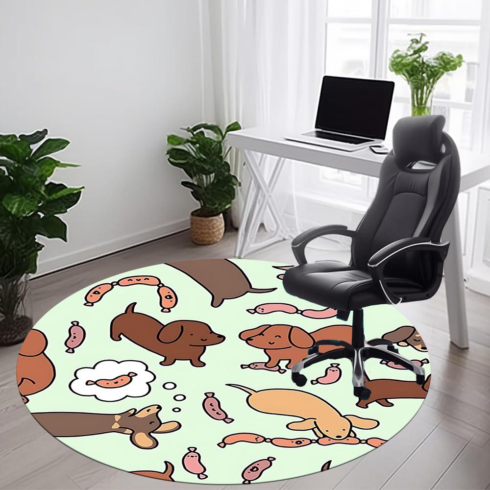1pc Dogs Sausages Office Round Area Rug, Indoor Mat Suitable ForOffice, Under Office Chairs Bedroom Living Room Home Decor, Room Deco, n56