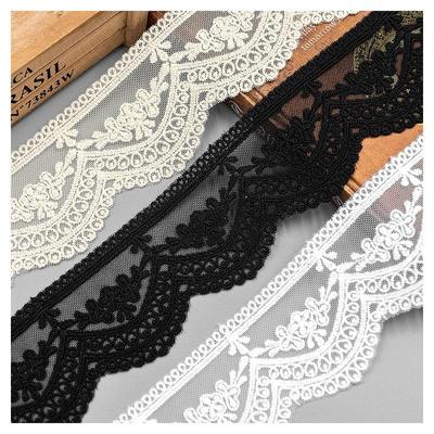 5 ярдов (1Ярд=91см), Ширина 5,5 см, белый/черный/бежевый хлопок, хлопковая кружевная бейка с вышивкой, аксессуары для домашней одежды