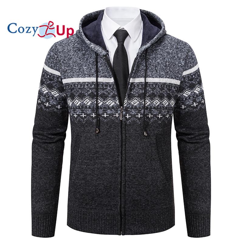 Cozy Up Кардиган свитер мужской осень и зима плюс бархат толстый красивый теплый свитер с капюшоном куртка