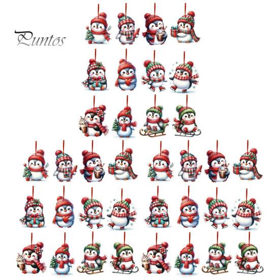 12/24/36 шт. Рождественские украшения деревянные мультяшные пингвины украшения для рождественской елки подвесные бирки для праздничного домашнего декора
