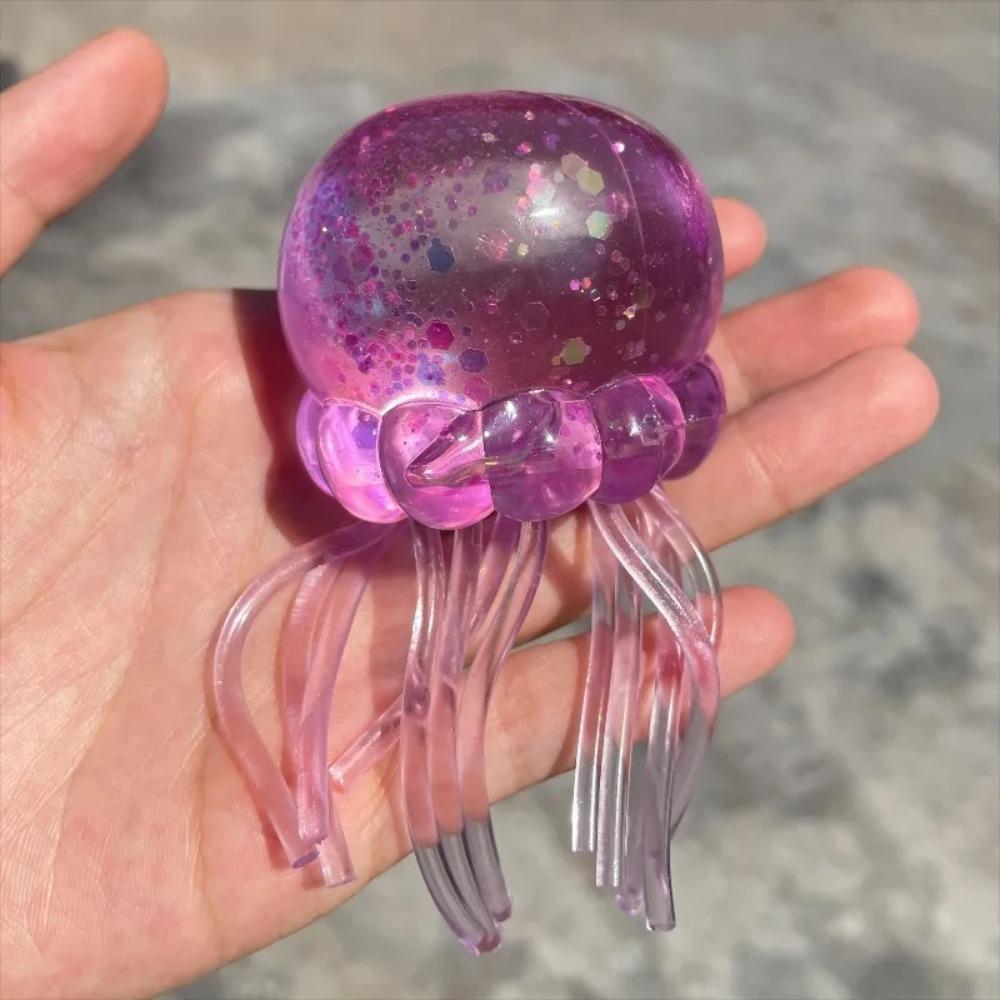 Needoh Jelly Squeeze Jellyfish Toy Transparent Glitter Stress Relief Squishy Slow Rebound Stress Toy
