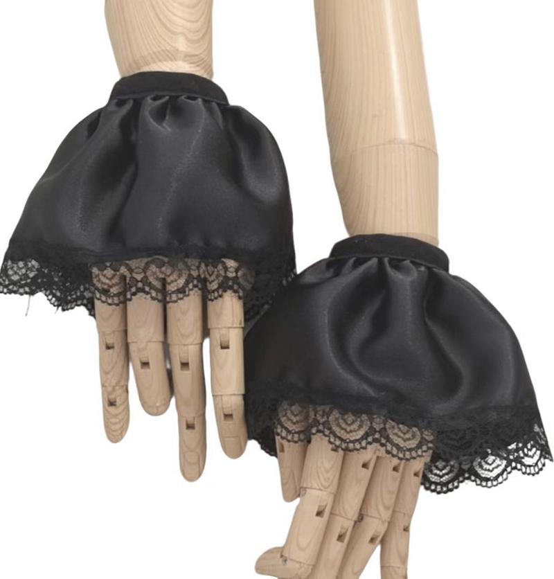 Detachable Ruffled Lace Fake Collar Lolita Necktie Scarf Collar Wrist Cuffs Layered Neck Collar Tie Clown Cosplay Ornaments