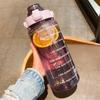 2L Sports Straw Water Bottle With Stickers Portable Large Capacity Fitness Bike Cup Summer Ice Cold Water Jug With Time Marker