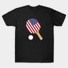 Men Black Print T-shirt Super Large TShirt Usa-flag-table-tennis No-Cut Transfer Paper Print Cotton Tshirt