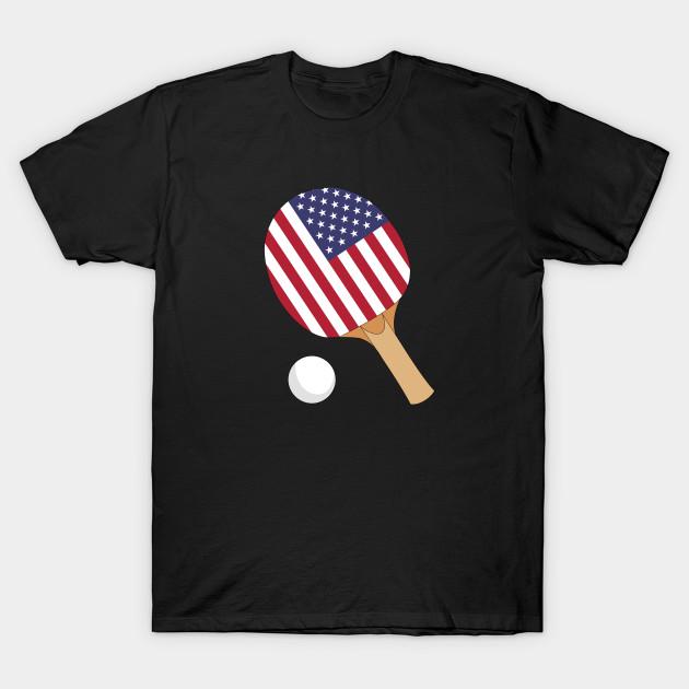 Men Black Print T-shirt Super Large TShirt Usa-flag-table-tennis No-Cut Transfer Paper Print Cotton Tshirt