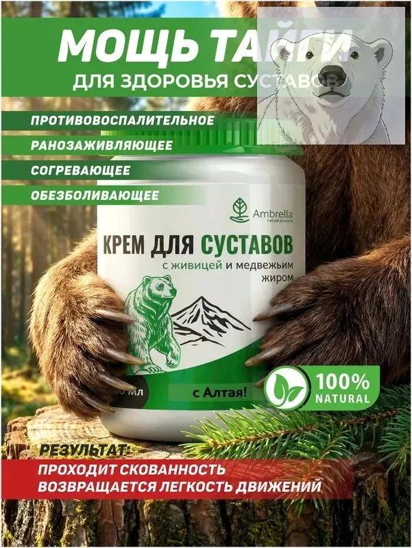 Обезболивающий крем для суставов с медвежьим жиром и смолой, мазь от боли в суставах, 100 мл