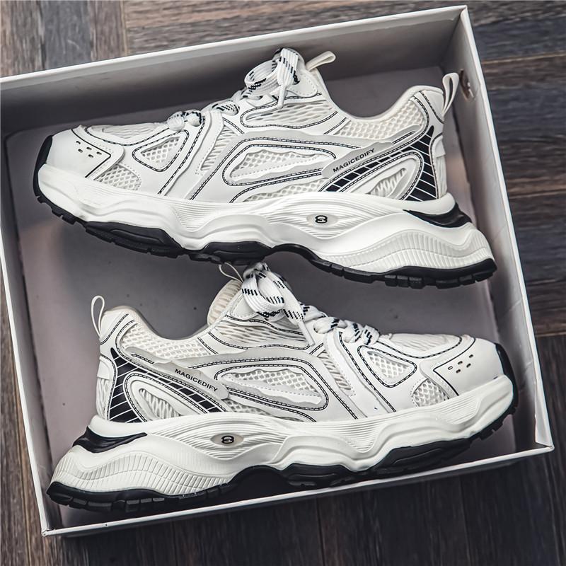 Мужская обувь 2024 года, новая осенняя дышащая сетчатая модная популярная обувь для пап, молодежная обувь для отдыха, спорта, на платформе, модная обувь