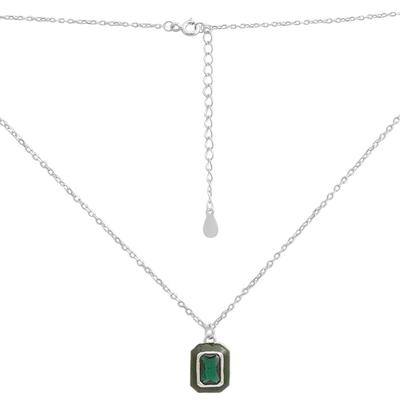 Серебряное колье с фианитами, емаллю, вес изделия 2,1 гр (60002240)
