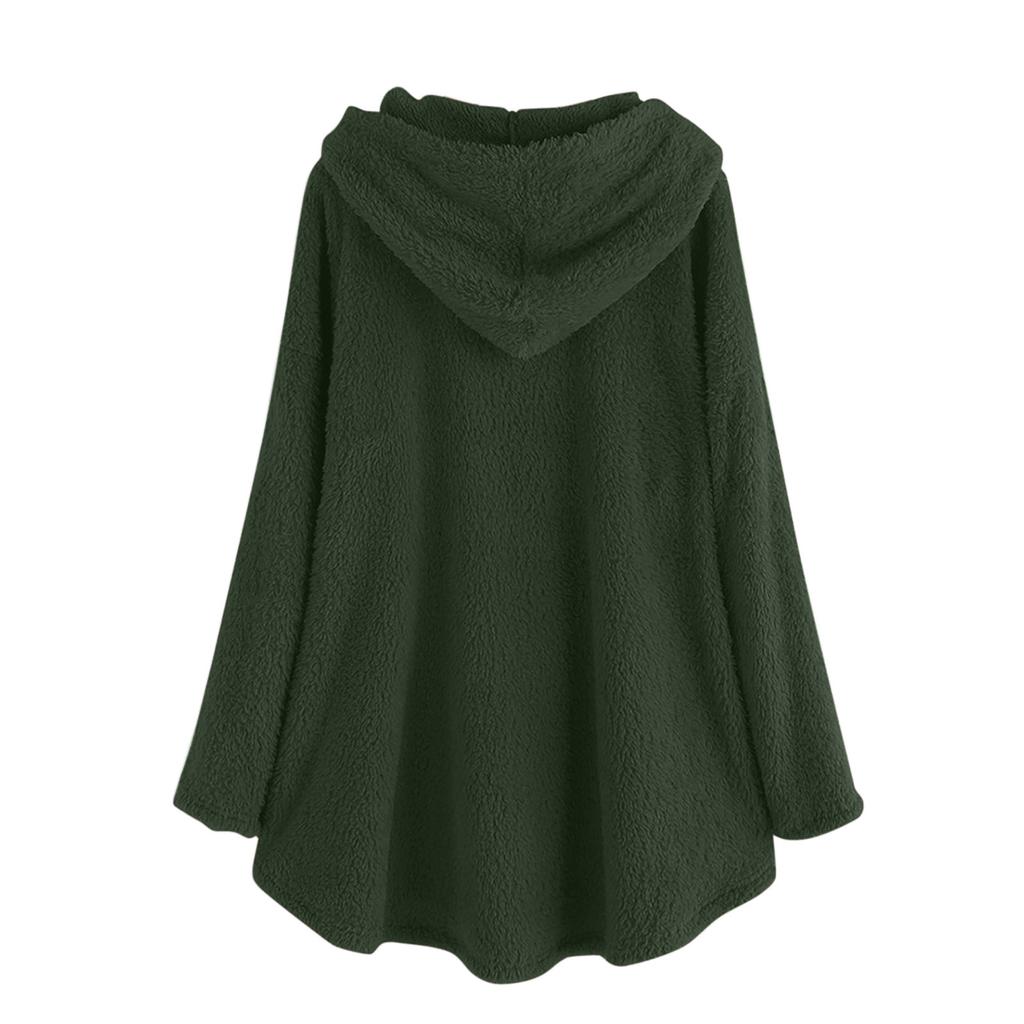 Женская мода и зима однотонный длинный рукав с капюшоном флисовый свитер