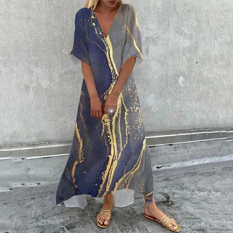 GMXIA Женская мода лето весна повседневные платья с рукавом 2/1 и v-образным вырезом