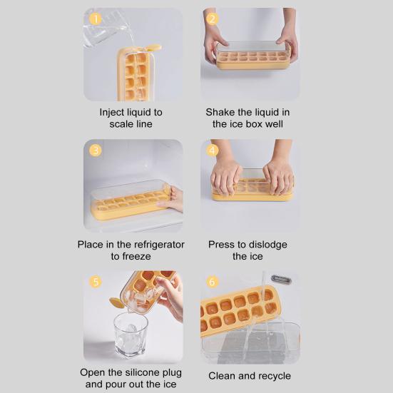 Лоток для льда Easy Release Ice Cube Mold для морозильника, без бисфенола А, 21 гнездо, коробка для льда для коктейлей, чая, кофе