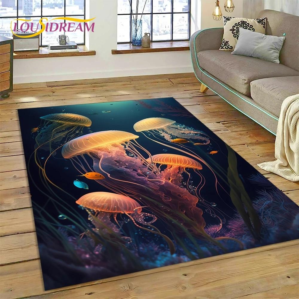 3D подводный мир, морское дно, Дельфин, мультяшный ковер, ковер для гостиной, спальни, домашний декор, нескользящее украшение для дивана, подарок ребенку