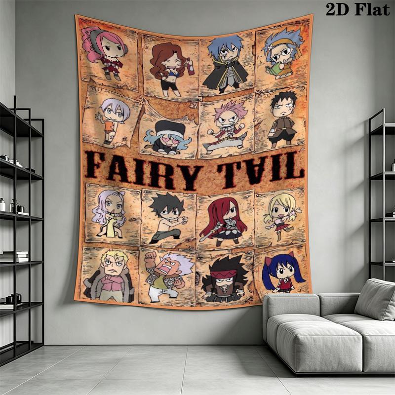 FAIRY TAIL Wall Tapestry Aesthetic Wall Hanging Printed Fabric Blanket Decorative Tapestries for Bedroom Living Room Home Decor