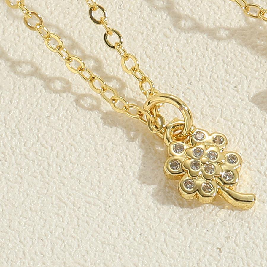 2024 New Fashion Women Temperament Zircon Inlaid Butterfly Flower Umbrella Oil Drip Lock Pendant Clavicle Chain Necklace Jewelry