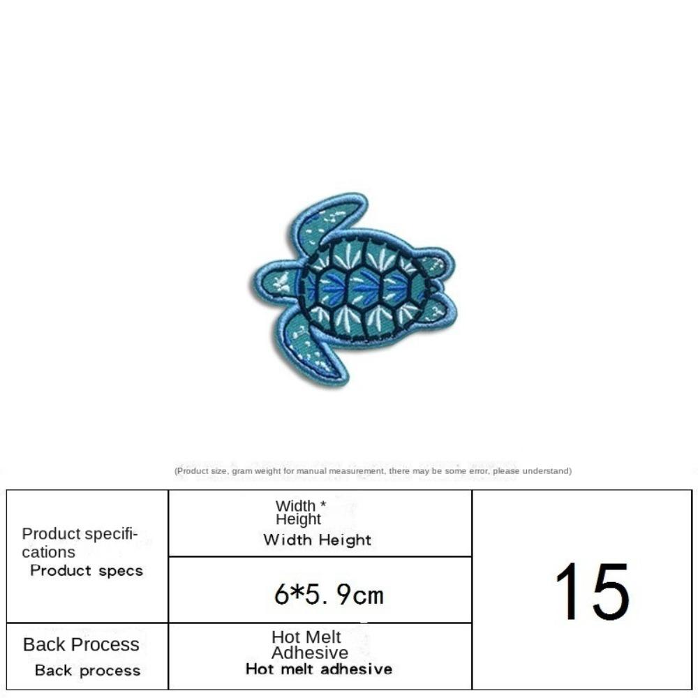 15pcs Ocean Fish DIY Iron on Patches Cat Dog Embroidered Cloth Stickers Sewing Supplies  on Clothes