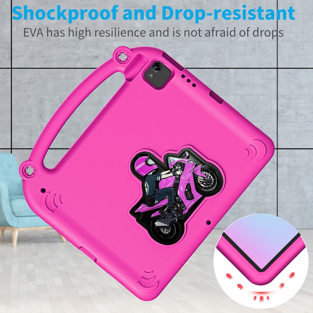 EVA Protective Case Fits for IPad Pro 12.9 Pro 13 Air 13 with Built in Stand Washable Precise Cutouts Rose Red