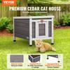 VEVOR Outdoor Cat House Weatherproof, Feral Cat Shelter for Multiple Cats, Outdoor Wooden Cat Rabbit House with PVC Door Flaps and Open Roof