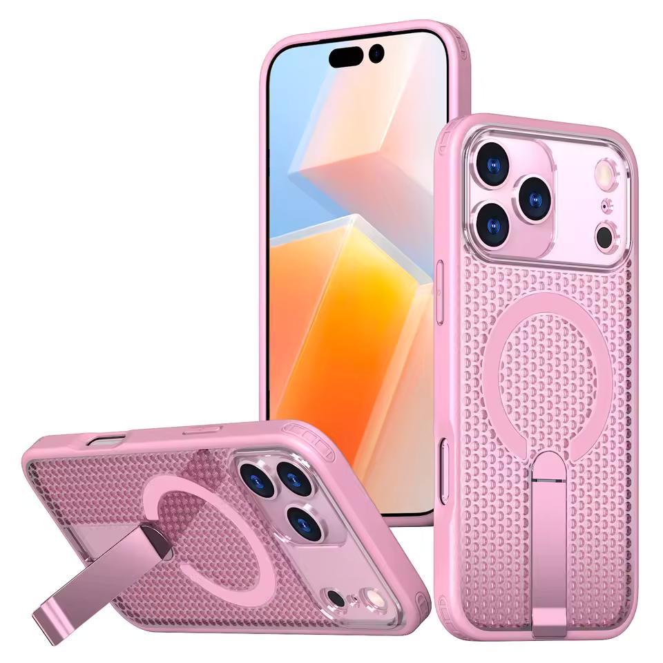 Дышащий чехол-подставка для Magsafe для iPhone 17 Air 16 15 14 13 12 Pro Max 11 Plus 16E SE4 17Pro Магнитный охлаждающий прочный чехол