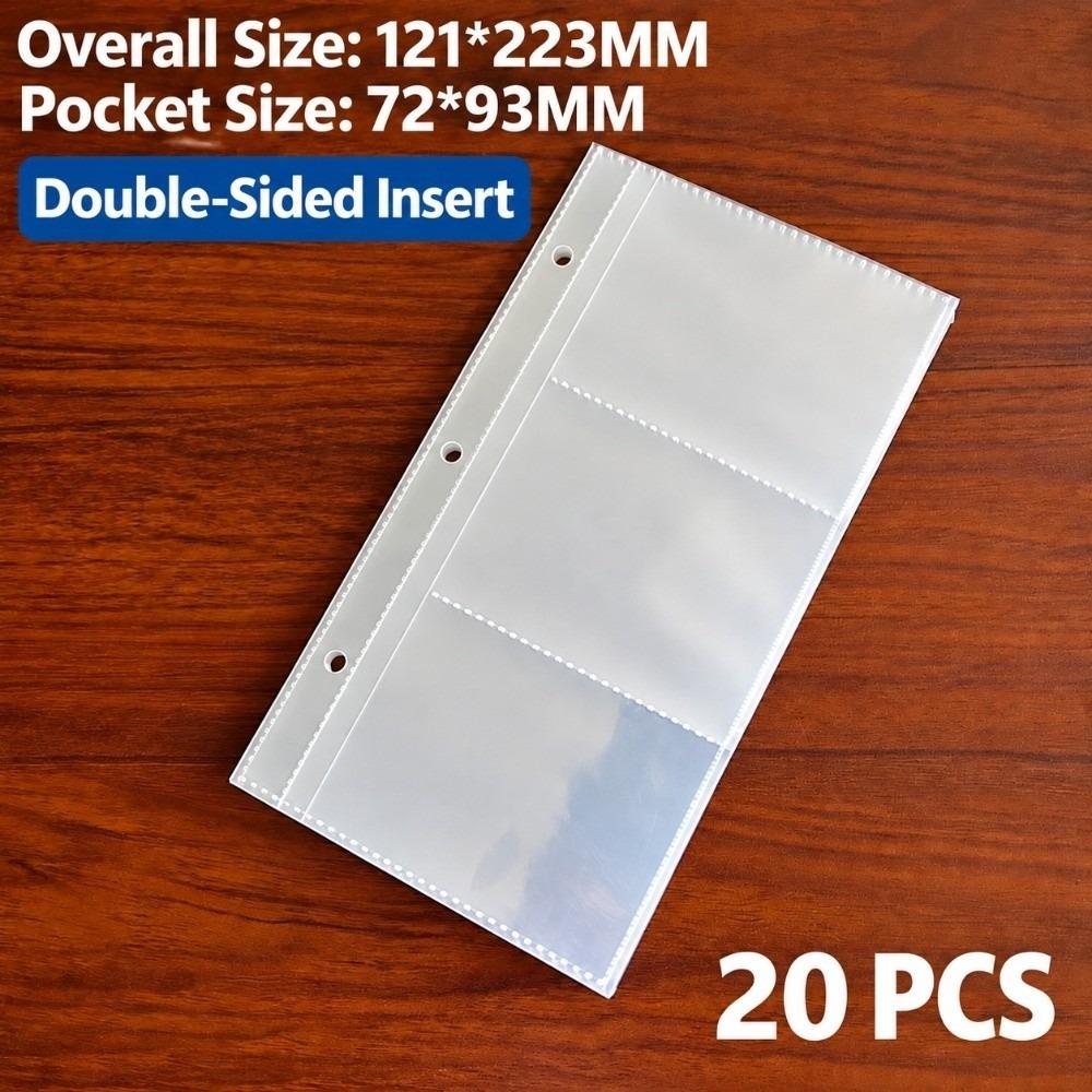 Water Resistant A6 Card Sleeves Double Sided 3 Holes Binder Insert Transparent Card Page Card Collection