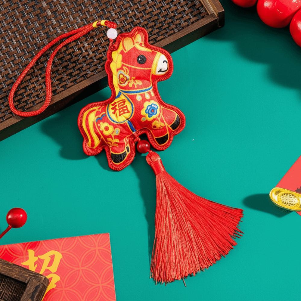 Embroidery Zodiac Mascot Pendant Blessing Car Hanging Pendant Horse Incense Bag  Spring Festival