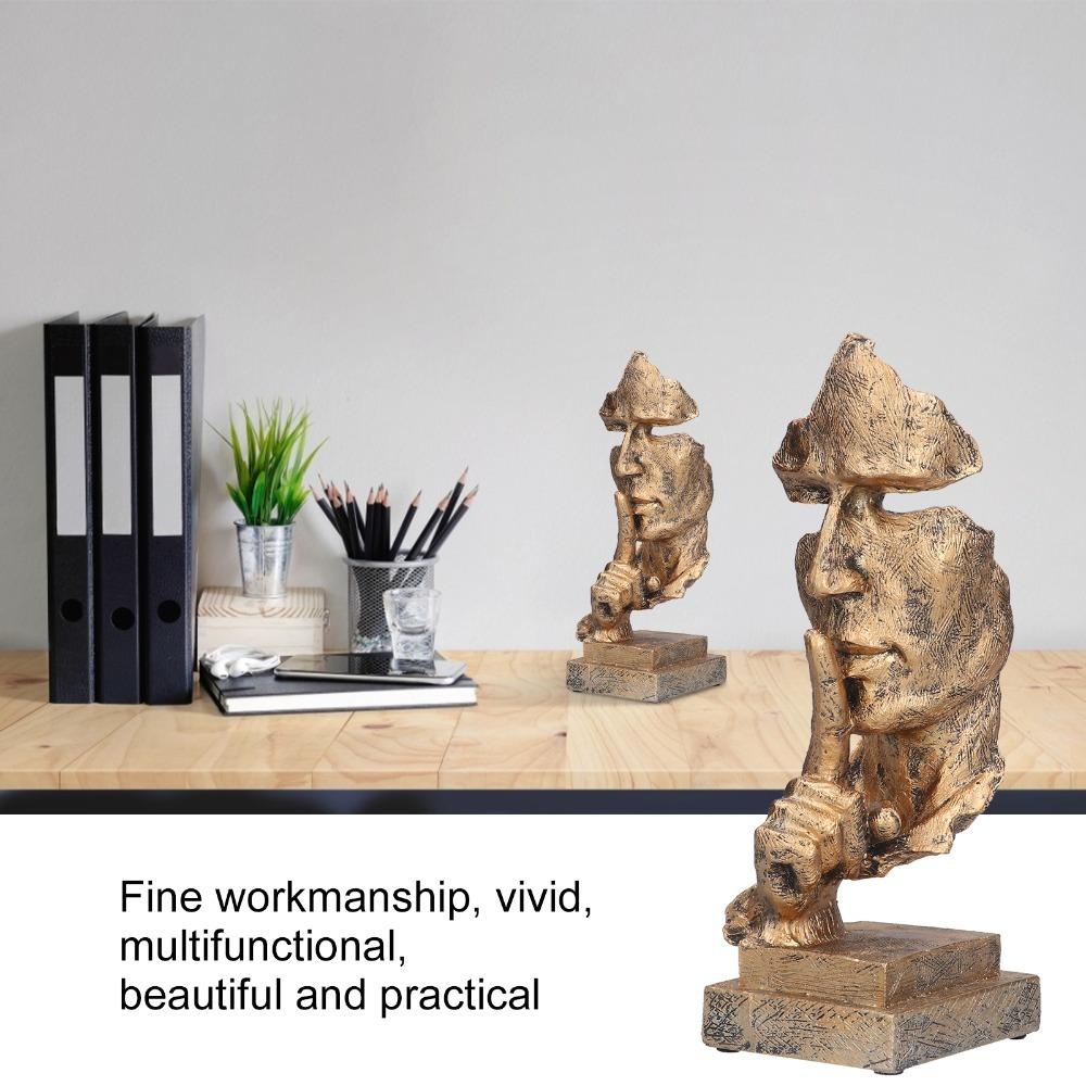 Office Decor Keep Silence Statue Unique Design Silence Thinker Resin Figure Ornaments Home