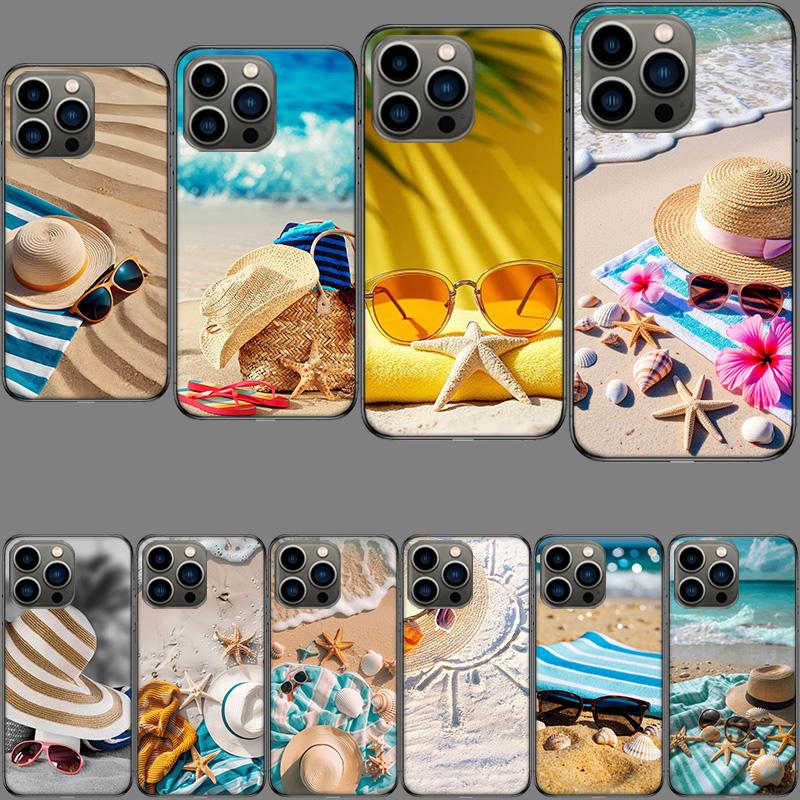 Летнее настроение Море, Пляж, Песок Чехол для телефона Для Iphone 16E 15 Pro 14 Plus 17E 16 17 Pro Max Air 11 12 13 Mini Ударопрочный Capa Cut