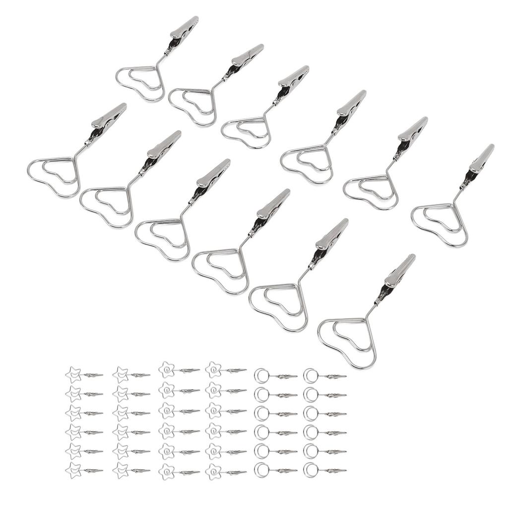 12pcs 2.8in Double Headed Memo Clip Metal Card Holder Wire Photo Clamp for Hanging Photo Display