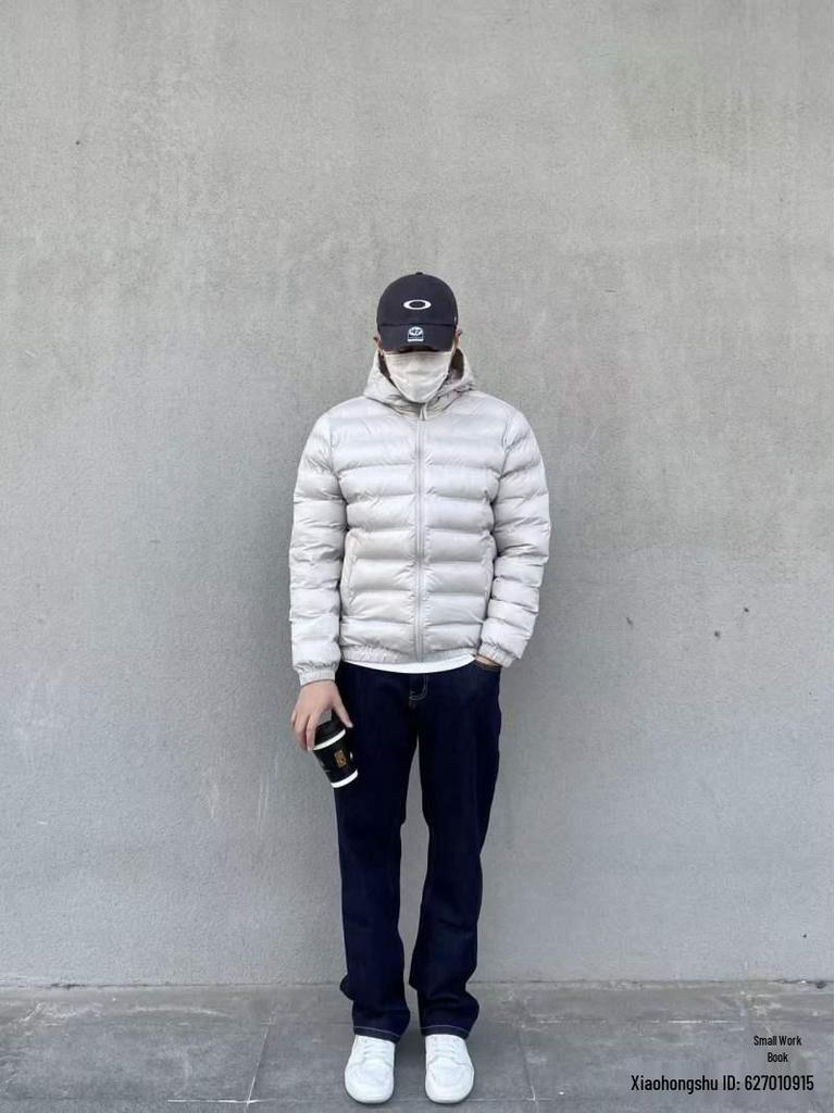 Модная мужская легкая белая куртка с капюшоном на утином пуху 2025: Универсальная, теплая, повседневная зимняя одежда
