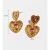 Серьги French Retro Twist Phnom Penh Love, женские, темпераментные, розовые, циркониевые, персиковые, сердечки, серьги женские 92