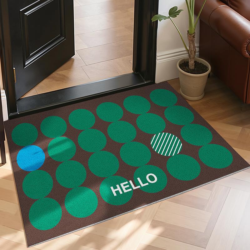 Heavy Duty PVC Coil Entrance Mat Non-Slip Outdoor Front Door Rug Retro Mud Scraper Carpet for Entryway Patio Easy Clean Doormat