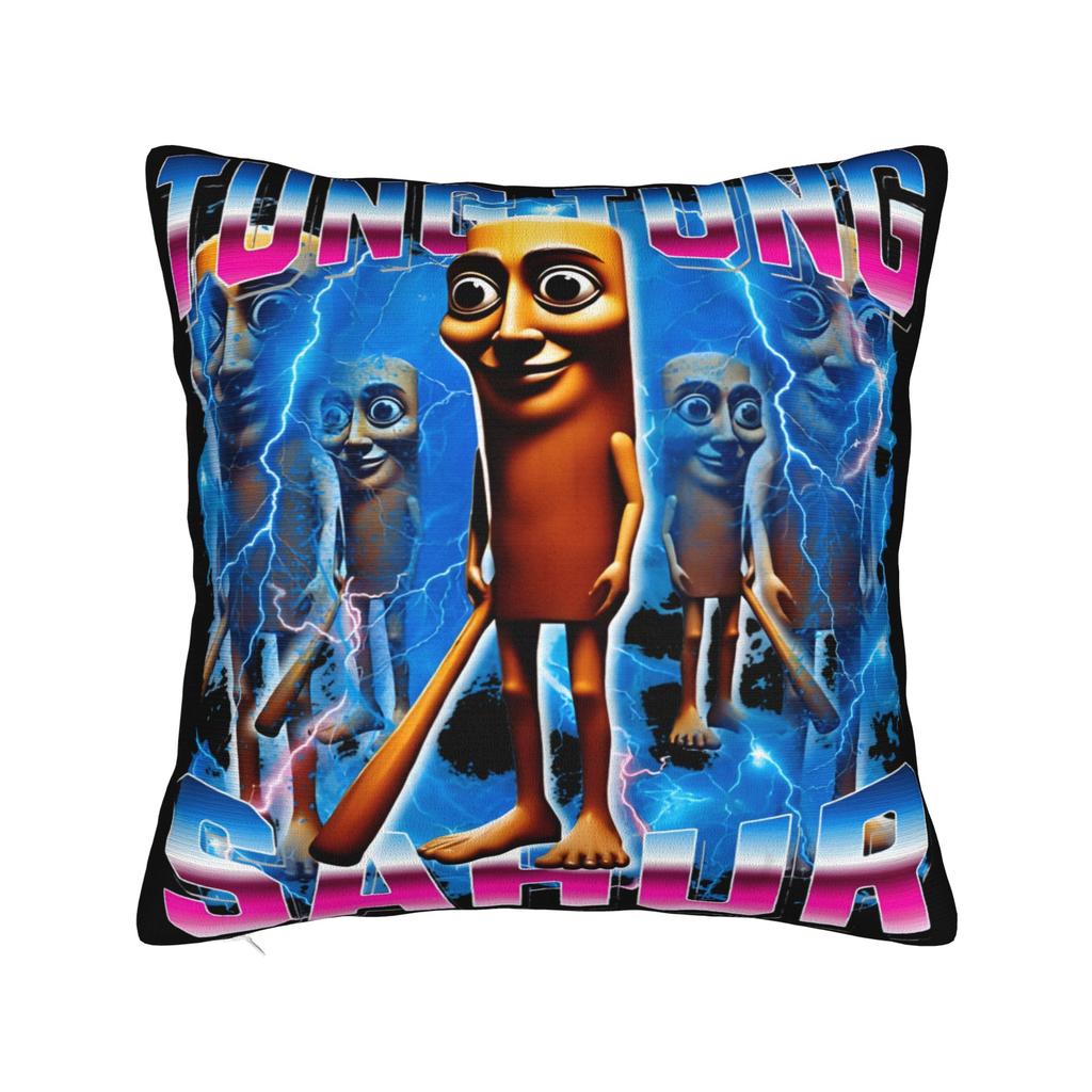 Funny Tung Tung Tung Sahur Italian Brainrot Meme Pillow Cover Comfy Cushion Cover Funny Pillow Case For Wedding Party Home Decor