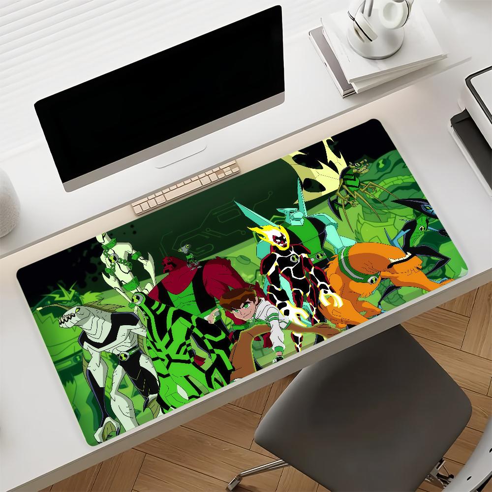 Large Gaming Desk Mat Antislip Mouse Pad with Stitched Edges Edgy Green Lightning Anime Art Design for All Gamers Office