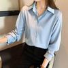 Женская рубашка однобортного цвета с отложным воротником, кардиган больших размеров с длинными рукавами, мягкая повседневная блузка с длинным рукавом, женский топ