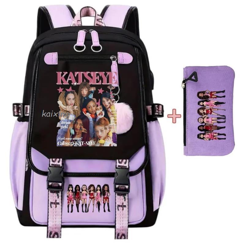 Backpack New Katseye Funny Print Girl's Large Capacity Bags Children's Teeneger School Backpacks Cute Schoolbags Sets Gift