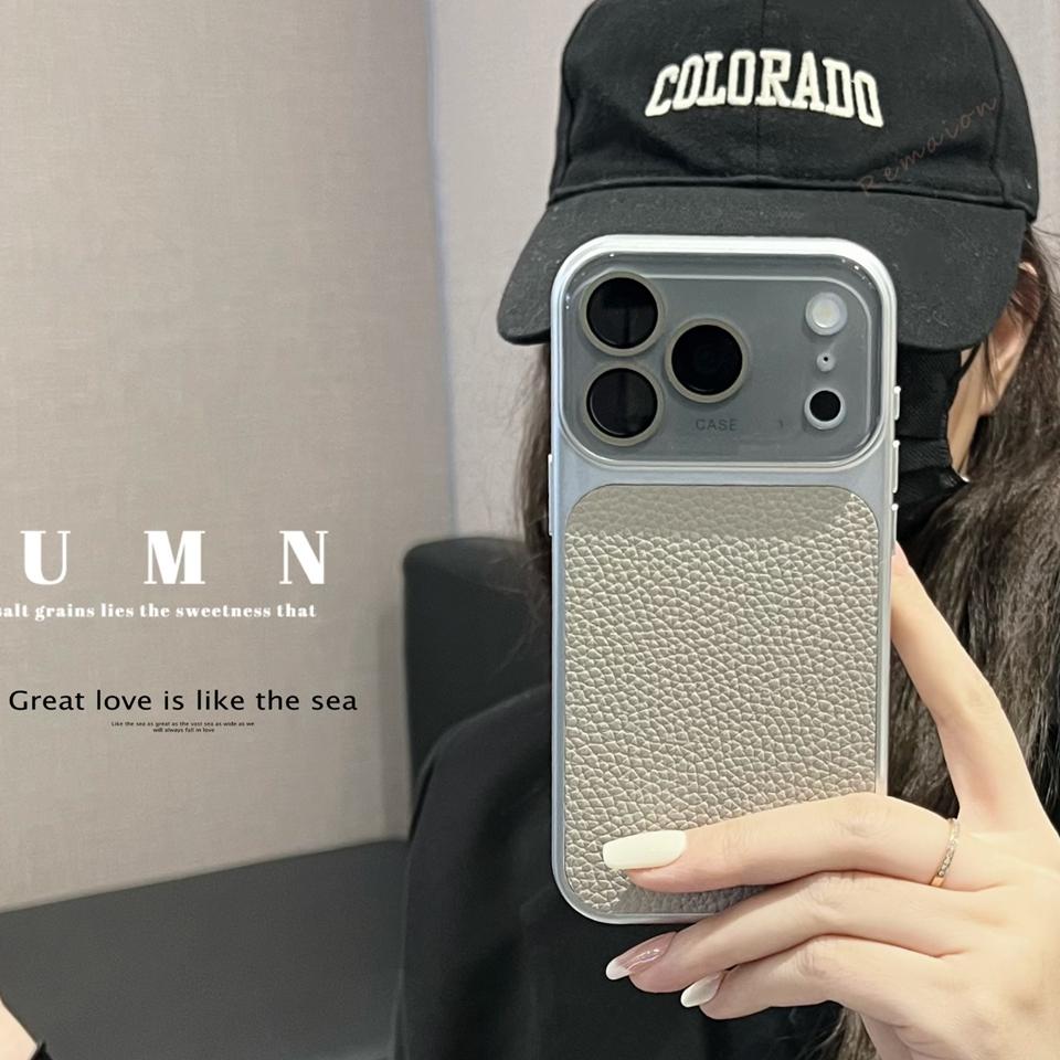 Official Lychee Leather Big Window Phone Case For For Iphone 17 13 14 1 16 Pro Max 16Pro 17Pro Candy Len Camera Protector Cover