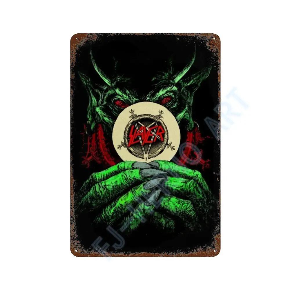 Винтажный Постер Альбома Slayer Хэви-метал Металлическая Жестяная Вывеска Табличка Nordic Настенное Искусство Тарелки для Декора Комнаты Дома Подарки для Мальчика