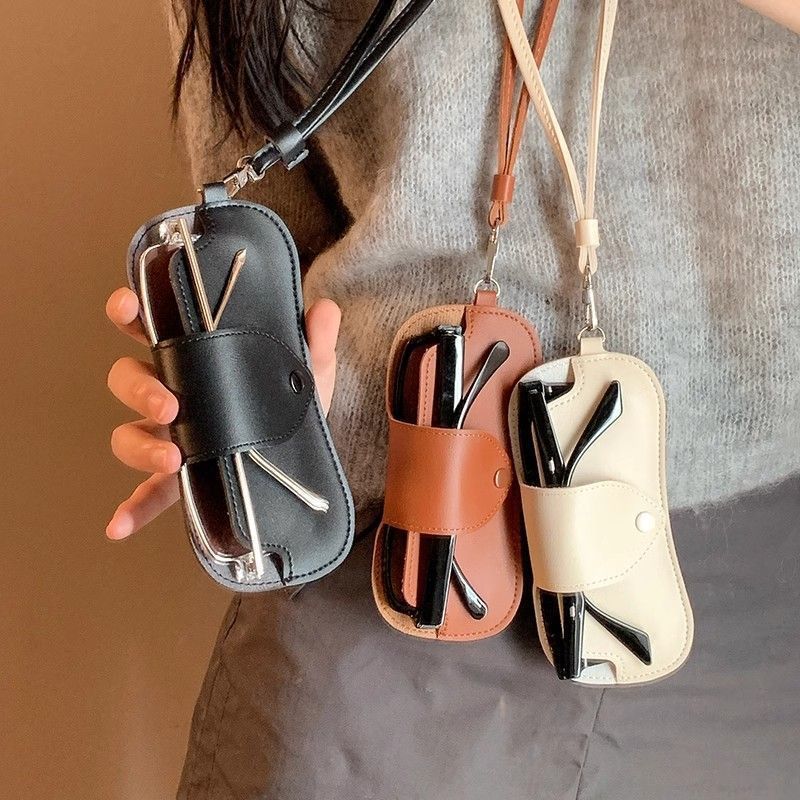 Ретро Сумка для хранения очков Можно повесить на шею для путешествий Чехол для очков от солнца с отстегивающимся плечевым ремнем для предотвращения потери Чехол для очков