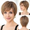 HAIRCUBE HD Lace Frontal Wig Glueless Human Hair Wigs Short Pixie Cut Wigs with Side Bang Remy Hair Straight Ombre Ash Blonde Wigs for Women