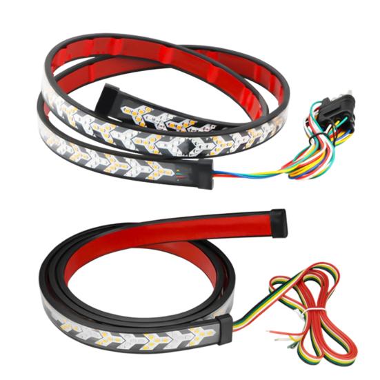 Светодиодная лента заднего фонаря Гибкая водонепроницаемая светодиодная лента для задней двери с указателем поворота, стоп-сигналом, последовательными янтарными и красными огнями для грузовиков, прицепов