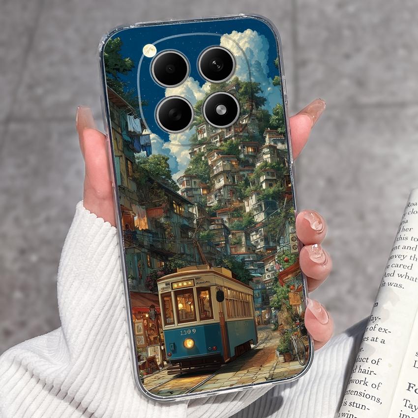 For Redmi Note 15 14 13 Pro Plus 5 5A 4 4X Phone Case Chinese Style Red-Crowned Crane Patterns Transparent TPU Shockproof Casing For Redmi Soft Covers