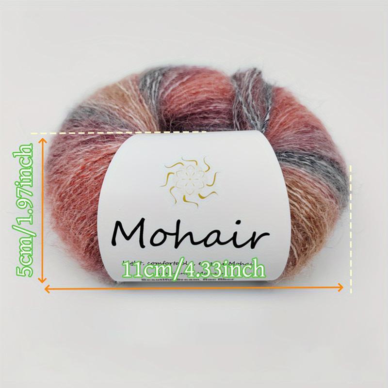 Moher Blend Knitting Yarn 25g Rainbow Gradient Handmade for Hats Scarves Sweaters